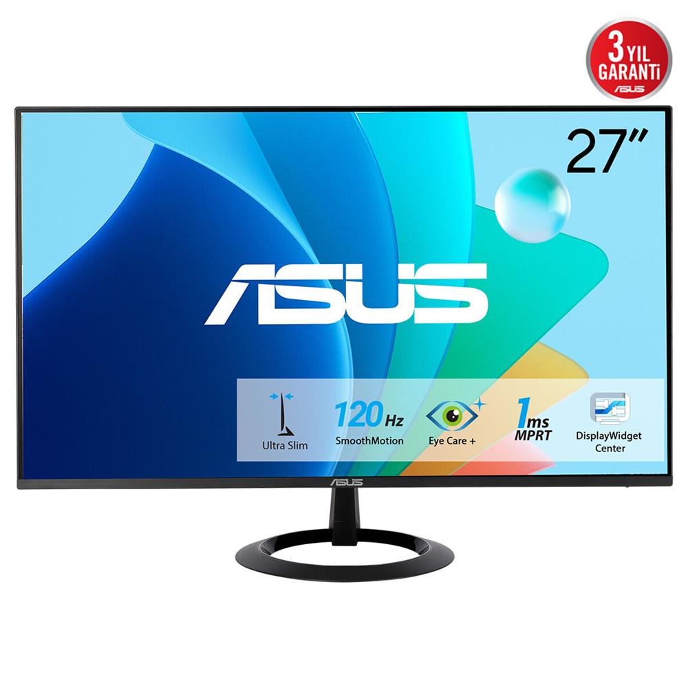 Asus 27" VZ279HG IPS 1920x1080 1MS 120hz HDMI VGA 3yil Cercevesiz Düsük Mavi Isik Ultra Slim Monitör