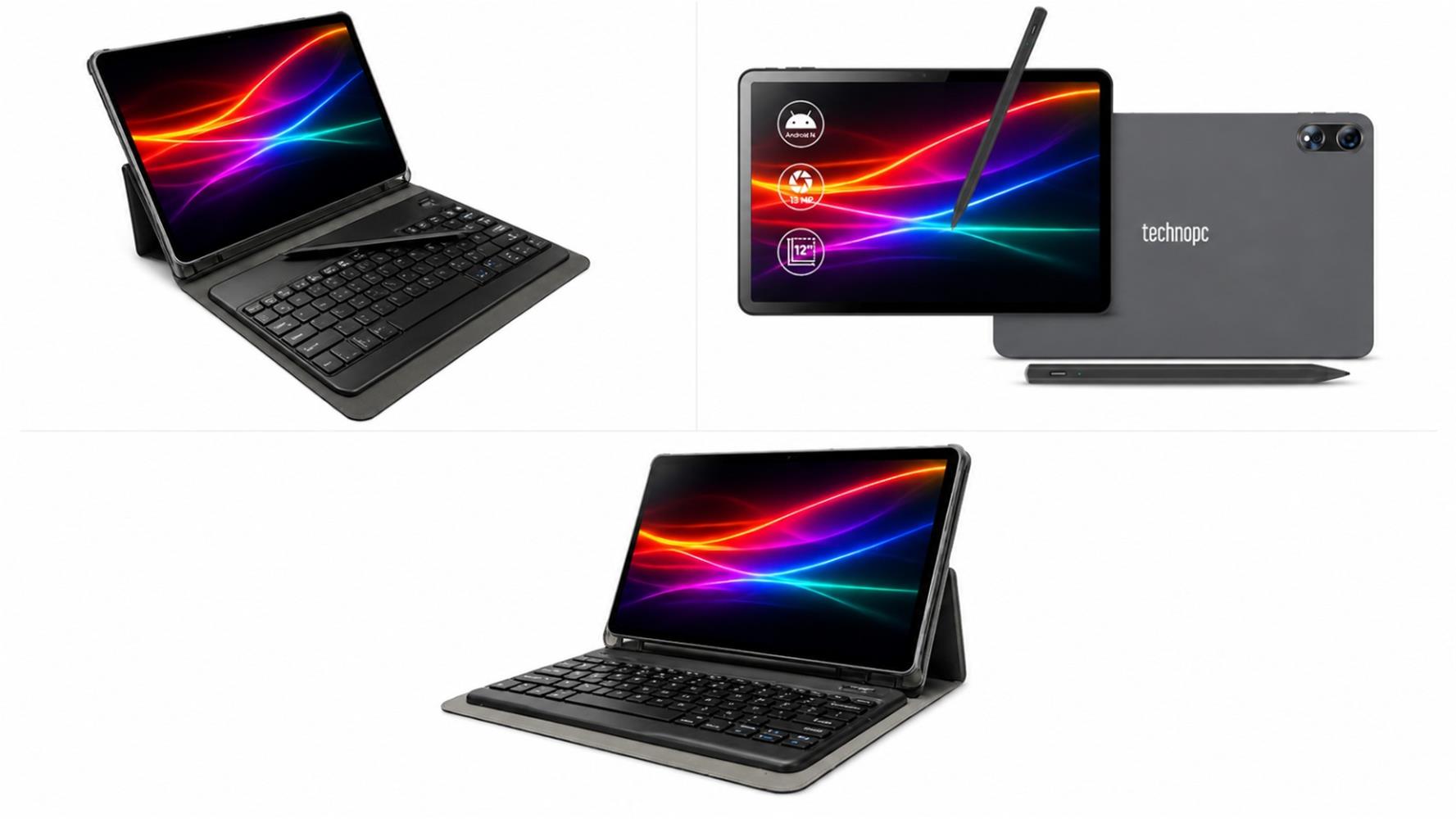 Technopc Signtech 12NS 11.97" IPS FHD 8Core 2GHz 8-256GB 5-13MP Deri Kılıf Aktif Kalem+Klavye Tablet