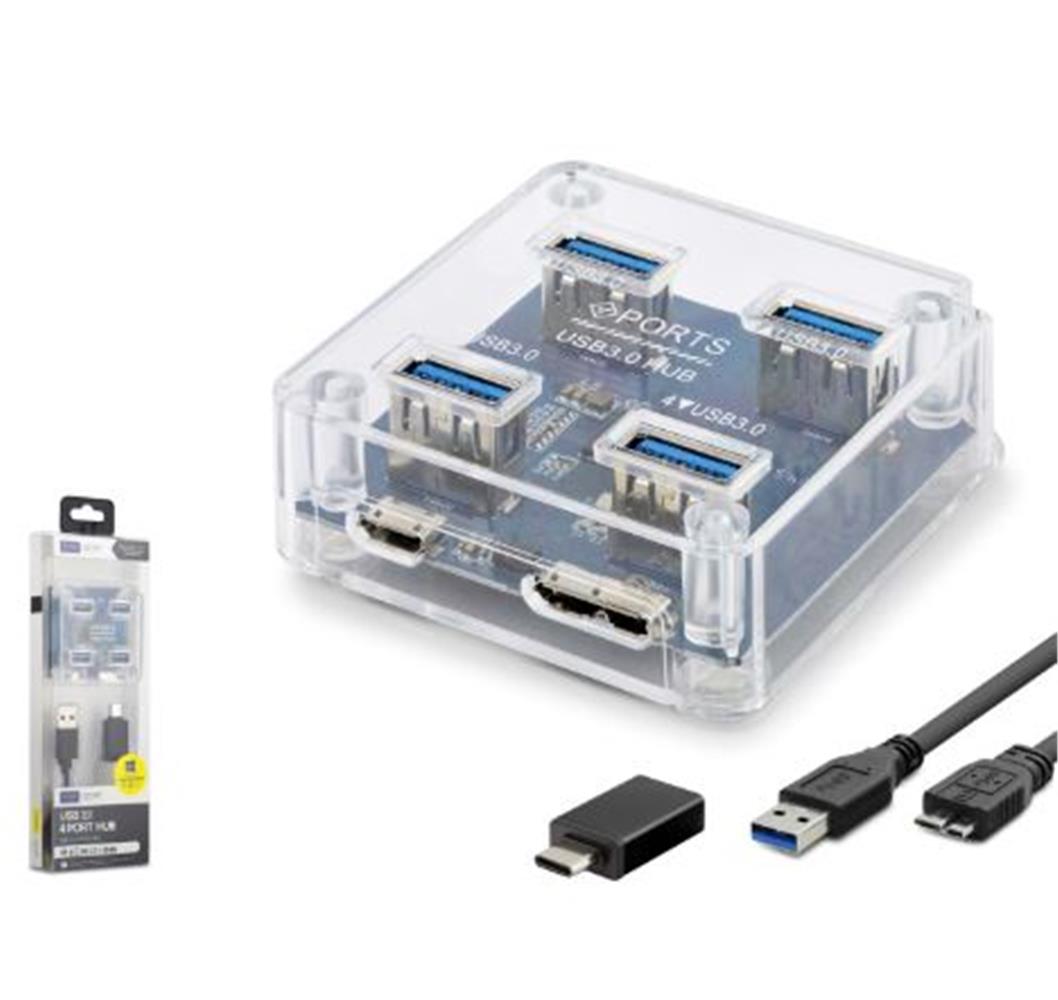 iETOP U331 USB Type-C 3.1 Gen1 Hub 4 Port 5 Gbps Şeffaf