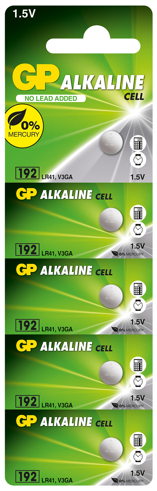 GP GP192-C5 LR41 AG3  Alkalin Düğme Pil 5'li Paket