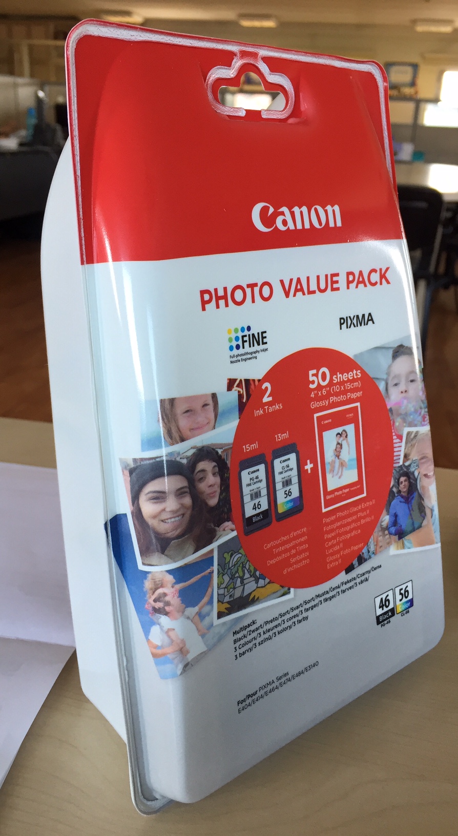 Canon PG-46 CL-56 Multipack 2'li Mürekkep Kartuş 50 adet 10x15 Fotoğraf Kağıdı Hediyeli