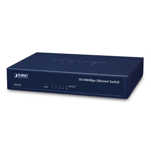 Planet PL-FSD-503 5-Port 10/100Mbps Yönetilemeyen Fast Ethernet Switch (metal şasi)
5-Port 10/100Mbps Unmanaged Fast Ethernet Switch (metal case)