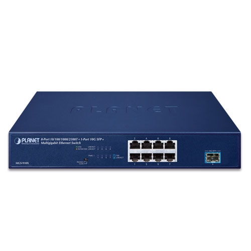 Planet PL-MGS-910X Yönetilemeyen Gigabit Switch (Unmanaged Gigabit Switch)
8-Port 10/100/1000/2500T
1-Port 10GBASE-X SFP+ yuva