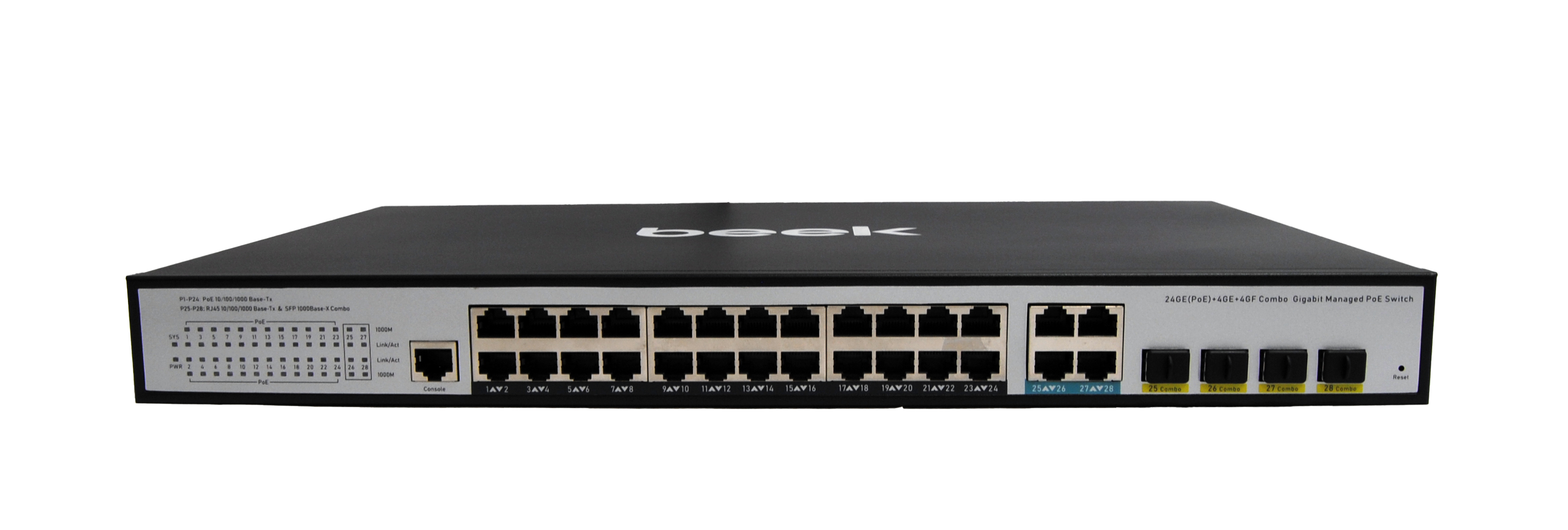 BEEK BN-GS-2244P4S 24 Ports 10/100/1000Mbps Managed PoE Switch with 4Gigabit Combo Uplink 400W