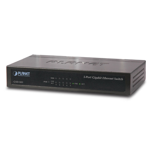 Planet PL-GSD-503 Yönetilemeyen Switch (Unmanaged Switch)
5-Port 10/100/1000Base-T