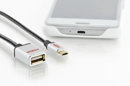 DIGITUS ED-84150 ednet Premium micro USB 2.0 Adaptör Kablosu, USB A Dişi Micro USB B Erkek, On-The-Go (OTG) alternatif görünüm