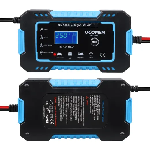 UCOMEN UC-C120501A 12V MAX 6A MAVİ LED GÖSTERGELİ AKÜ ŞARJ CİHAZI alternatif görünüm