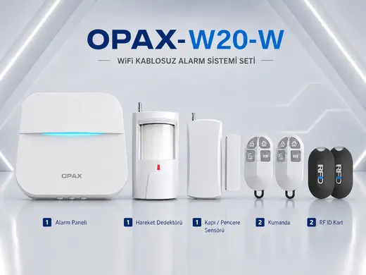 OPAX-W20-W Beyaz WiFi Kablosuz Alarm Sistemi görseli 7