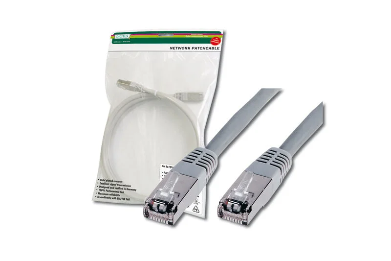 DIGITUS DK-1531-005 CAT. 5E SF-UTP Patch Kablo, 0,5 metre, AWG 26, Gri Renk