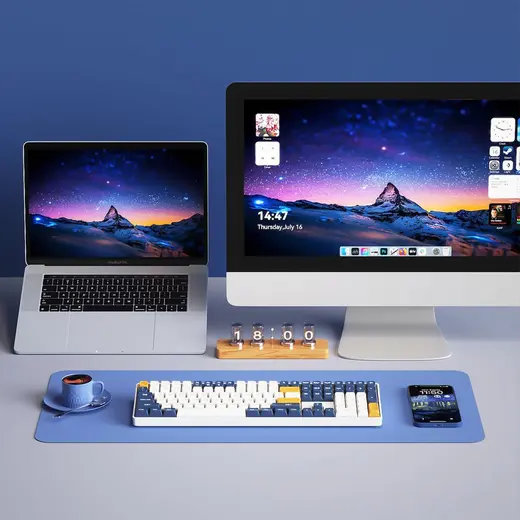 AIGO A108 Starry Blue İngilizce Q Mekanik Klavye Yellow Switch görseli 4