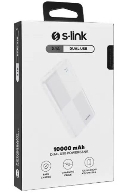 S-link IP-G12N 10000mAh Micro+Usb+ Type-C Giriş+Çıkış Beyaz. Taşınabilir Pil Şarj Cihazı Powerbank alternatif görünüm