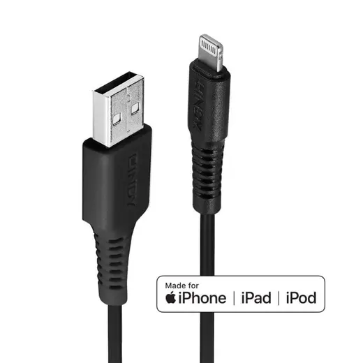 LINDY LIN-31320 1m USB to Lightning Cable, Black