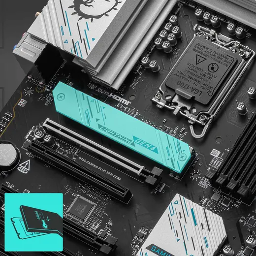 MSI B760 GAMING PLUS DDR4 WIFI-6E HDMI DP PCIE 4.0 1700p ATX alternatif görünüm