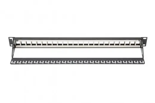 DIGITUS DN-91411 24 Port Boş Patch Panel, Zırhlı, 1U Yüksekliğinde, Siyah Renk alternatif görünüm