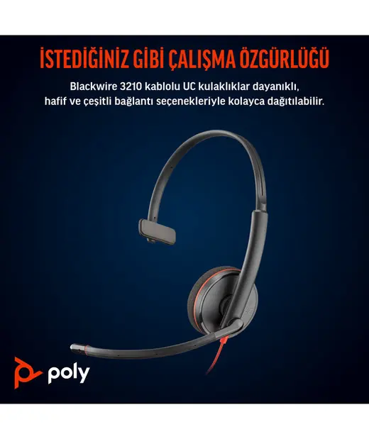 Poly BW 3210 Mono USB-C HS +USB-C/A görseli 3