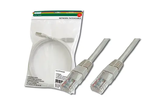 DIGITUS DK-1511-010 Patch Kablo, UTP, CAT. 5E, 1 metre, AWG 26/7, Gri Renk, 3P sertifikalı