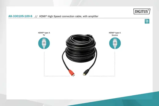 DIGITUS AK-330105-100-S HDMI High Speed Bağlantı Kablosu (HDMI 1.3), 1080p, HDMI tip A Erkek - HDMI tip A Erkek görseli 4