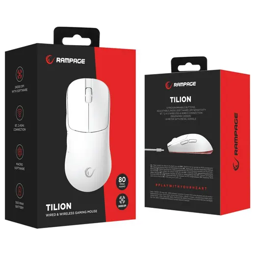 Rampage Tilion Kablosuz Beyaz 24000 DPI 3311 Sensor Şarjlı Gaming Oyuncu Mouse görseli 5
