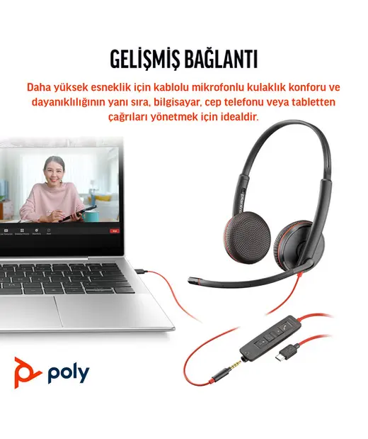 Poly BW 3225 USB-C HS +3.5mmP +USB-C/A görseli 5
