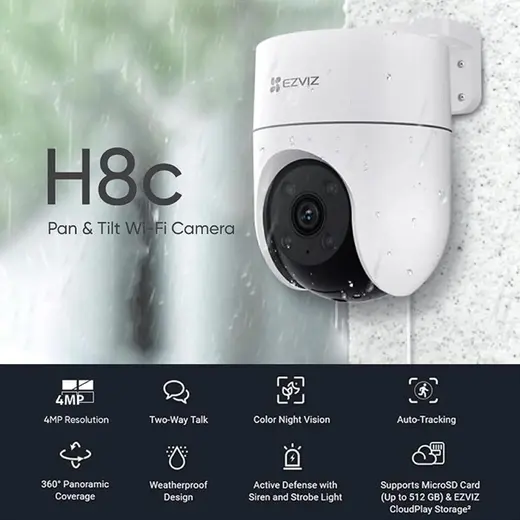 EZVIZ 2MP Dome 4mm Wıfı Kablosuz IP Kamera H8C görseli 3