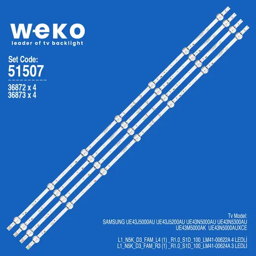 WKSET-6507 36872X4 36873X4 L1_N5K_D3_FAM_L4/R3 4 ADET BİRLEŞTİRİLMİŞ LED KOD 4 ADET LED BAR