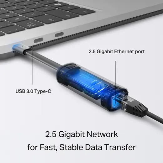 TP-LINK UE302C USB TypeC 2.5 Gigabit Ethernet Adaptörü görseli 3