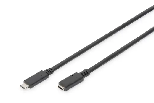 DIGITUS AK-300210-020-S USB Tip C™ Uzatma Kablosu, Tip C Erkek Tip C Dişi, 2 metre, 3A, 480MB, 2.0 Versiyon, CE
