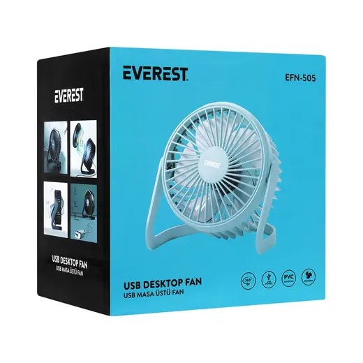 Everest EFN-505 Masaüstü Turkuaz Usb Fan (145mmx141mmx105 mm) alternatif görünüm