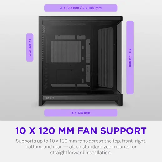 NZXT H6 RGB+ CC-H62FB-P1 Dual-Chamber Gaming Mid-Tower PC Kasası görseli 4