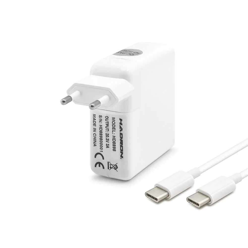 HADRON HD8898 Laptop Adaptörü 60W 20.3V 3A USB Type-C Uç MacBook Pro Lenovo
