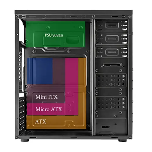 Vento TA-K61 350W Mid Tower Kasa Siyah-Gümüş görseli 4
