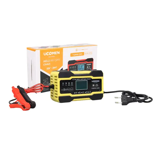 UCOMEN UC-C121001A SARI 12/24 VOLT MAX 10 AMPER LED GÖSTERGELİ AKÜ ŞARJ CİHAZI görseli 3