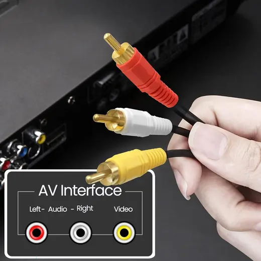 6 Metre 3 RCA - 3 RCA Kompozit AV Kablosu | Stereo Ses ve Video Bağlantısı alternatif görünüm