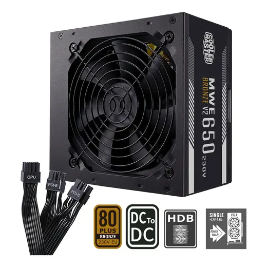 COOLERMASTER 650W 80+ BRONZE CMP510 TG CP510-KGNN65-S01 4-ARGB Fanlı Gaming Mid-Tower PC Kasası görseli 1