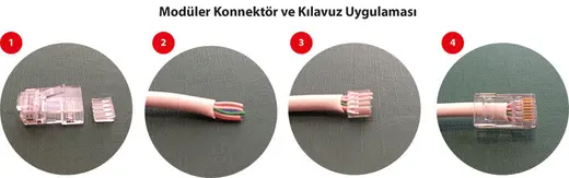 DIGITUS AK-219602 Yuvarlak Kablo Tipi için CAT 6 Modüler Konnektör, zırhsız/ekransız, kılavuz (guide plate) dahil alternatif görünüm
