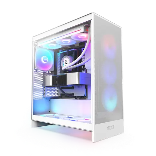 NZXT H7 FLOW 2024 CM-H72FW-R1 RGB Gaming EATX PC Kasası Beyaz görseli 6