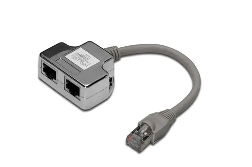 DIGITUS DN-93904 CAT. 5E Patch Kablo Adaptörü, Zırhlı/Shielded, 2 x RJ45 Dişi 1 x RJ45 Erkek, Kablo mesafesi 0.19 metre
