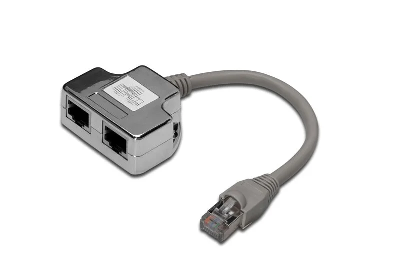 DIGITUS DN-93904 CAT. 5E Patch Kablo Adaptörü, Zırhlı/Shielded, 2 x RJ45 Dişi 1 x RJ45 Erkek, Kablo mesafesi 0.19 metre