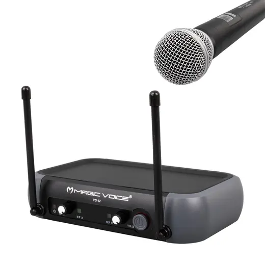 MAGICVOICE PG-42X VHF 2 EL KABLOSUZ TELSİZ MİKROFON (VOLUME KONTROLLÜ) + 525 AMERİKAN FİŞ VERİLECEK görseli 4