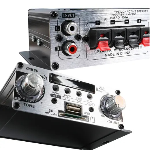 MAGİCVOİCE YW-191L 12 VOLT 100 WATT MOTOSİKLET BLUETOOTH AMFİ USB/SD 2 KANAL PAZARCI - ANFİ (125X95X40MM) alternatif görünüm