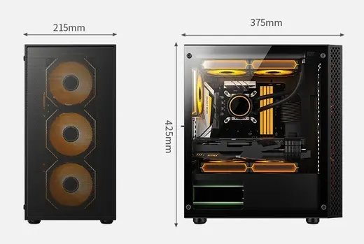 AZTECH 600w SKYLINE AZT04 RGB Gaming Mid-Tower Pc Kasası görseli 2