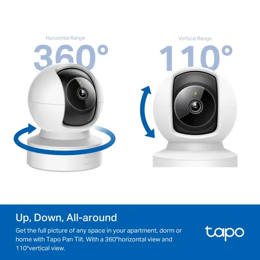 TP-LINK 4MP Pan/Tilt 360° Yatay Kapsama 12m IR Wıfı Ethernet Çift Yönlü Ses 512GB microSD Destekli İç Mekân IP Kamera TAPO C222 görseli 5