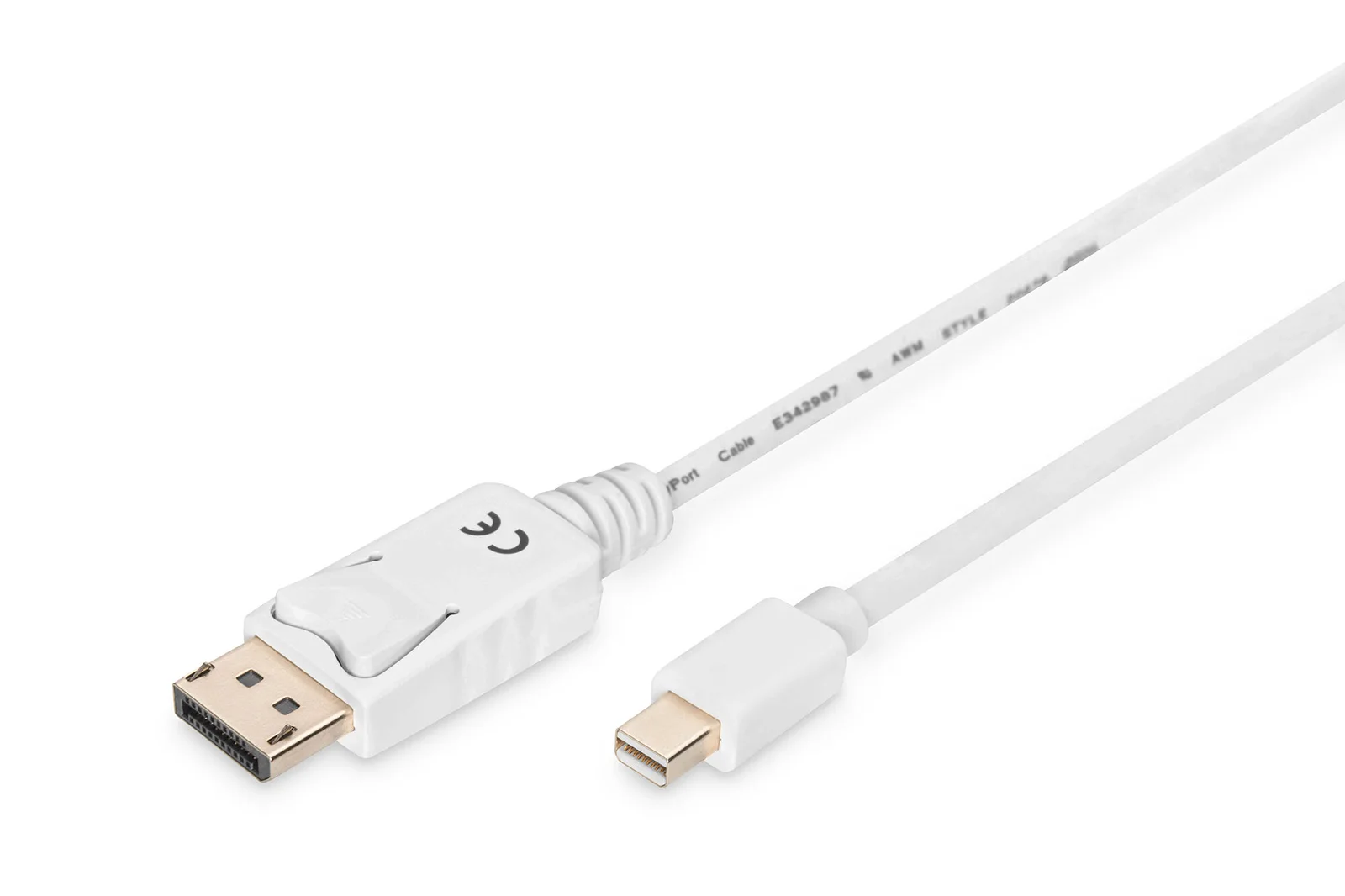 DIGITUS AK-340102-020-W DisplayPort bağlantı kablosu, mini DP - DP St/St, 2.0m, kilitli, DP 1.1a uyumlu, beyaz