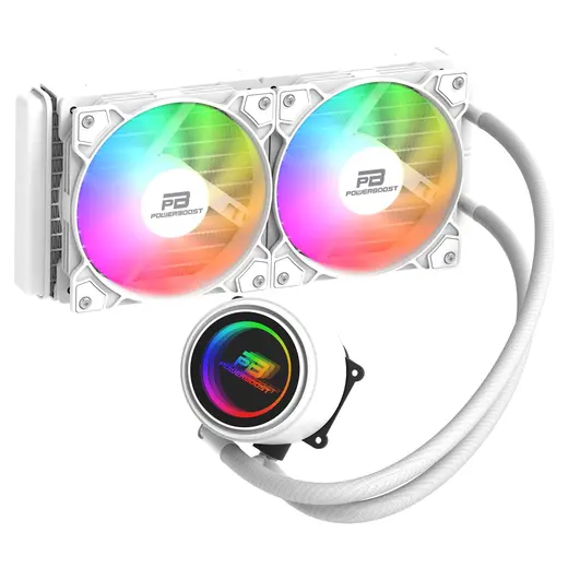 POWERBOOST 240MM CIRCLE 240W PB-LCS-CR240W Rainbow Fanlı AM5-1851p Sıvı Soğutmalı İşlemci Fanı Beyaz görseli 4