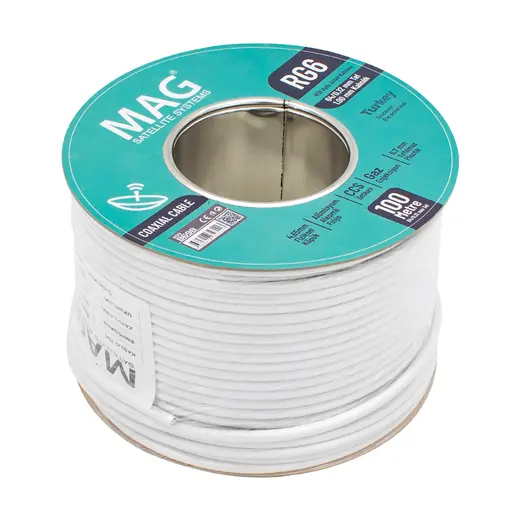 MAG RG6/U6 1.00 MM 64*0.12 TEL CCS MAKARALI YERLİ ÜRETİM ANTEN KABLOSU (100 METRE) alternatif görünüm
