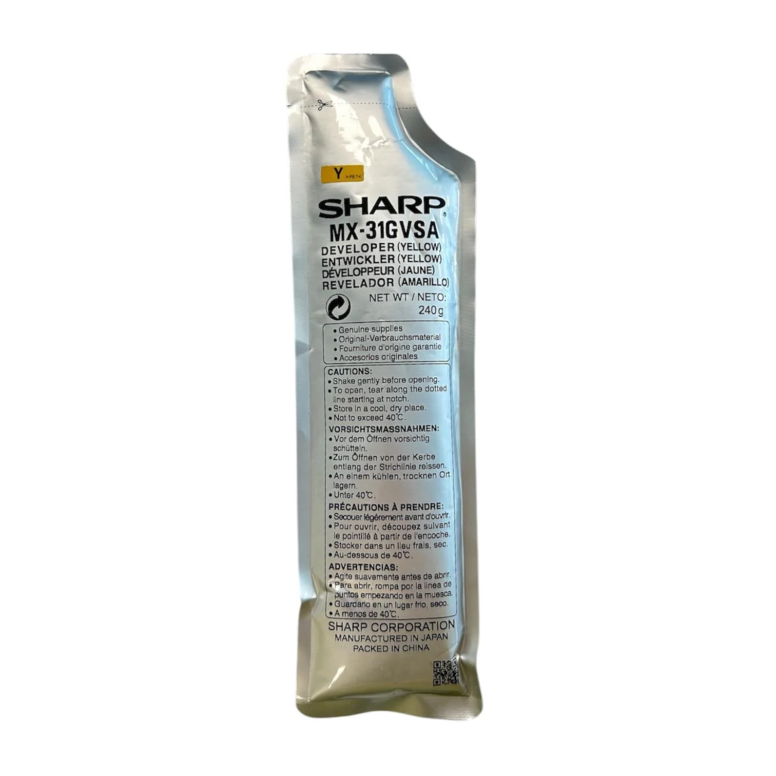 Sharp MX-25GV, MX-27GV, MX-31GV, MX-51GV Series Orijinal Yellow Developer 240g.