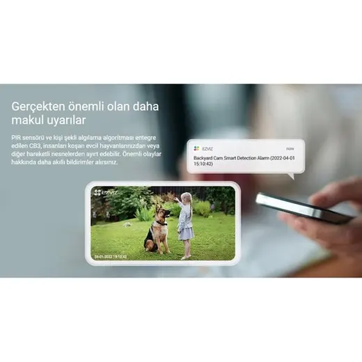 EZVIZ 2MP Bullet 2.8mm Wıfı Kablosuz IP Kamera Bataryalı CS-CB3/SP görseli 2