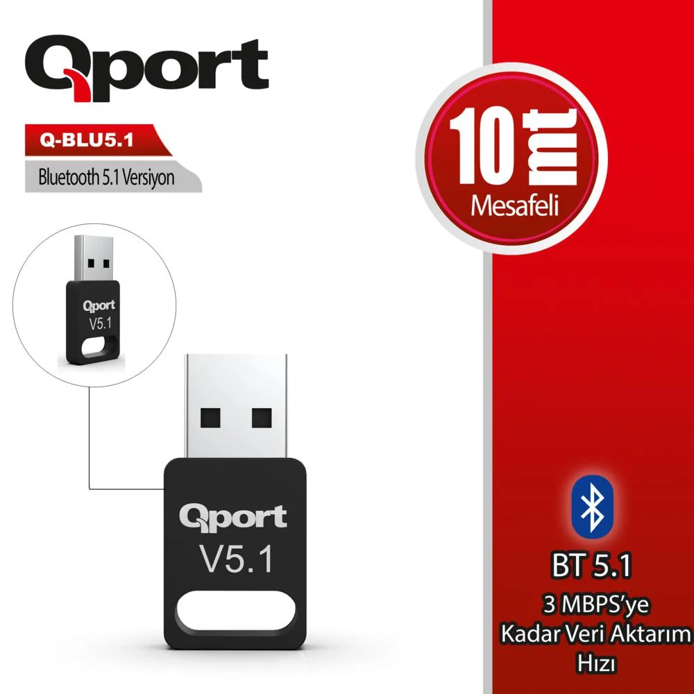 Qport Q-BLU5 Bluetooth 5.1 Adaptör