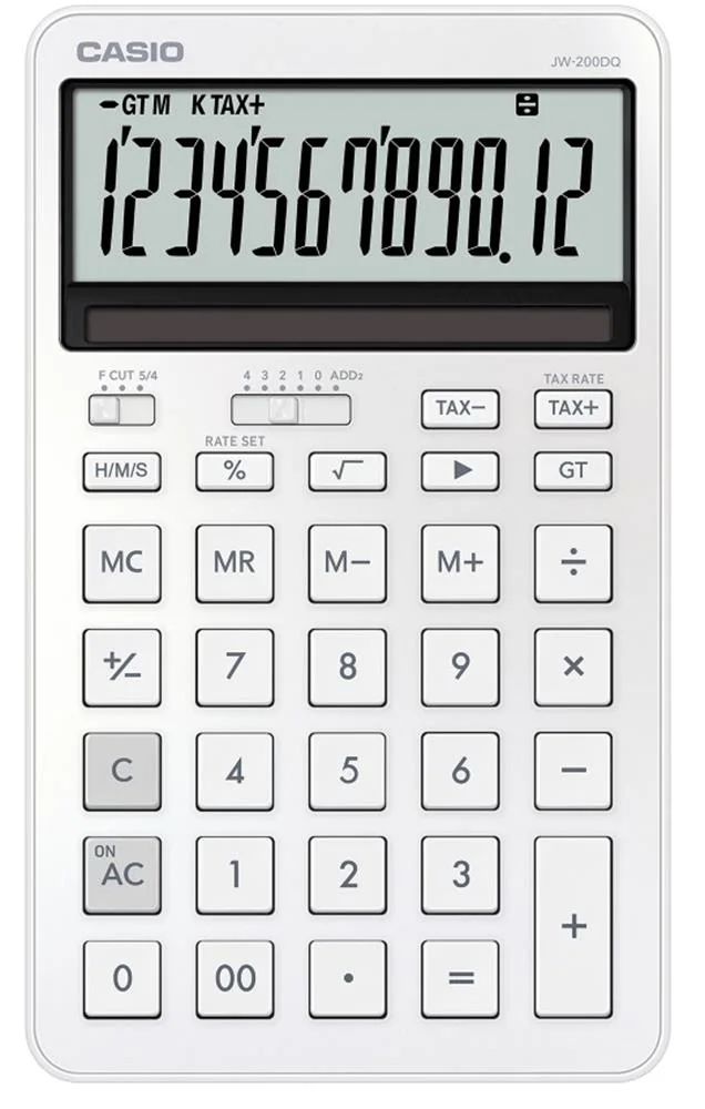 Casio JW-200DQ-WE 12 Hane İpeksi Beyaz Masa Üstü Hesap Makinesi