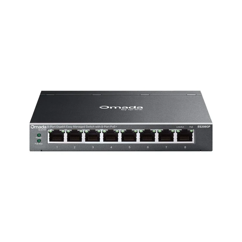 TP-LINK OMADA ES208GP 8 PORT GIGABIT 8 PORT POE 64W YONETİLEBİLİR METAL KASA SWITCH